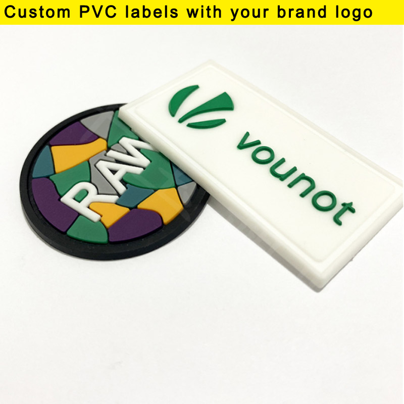 Sewing Labels - 100개 묶음 맞춤형 로고/문자 PVC 드롭