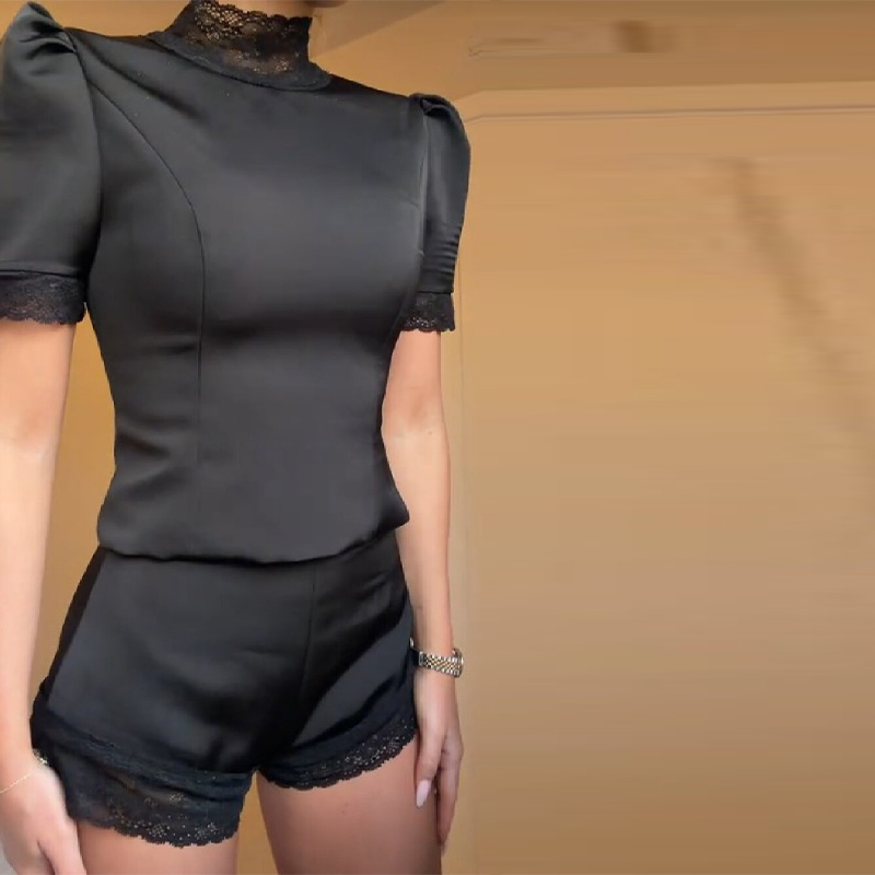 Shoulder Pad Set In - 새틴 레이스 엣지 탑 숏 세트