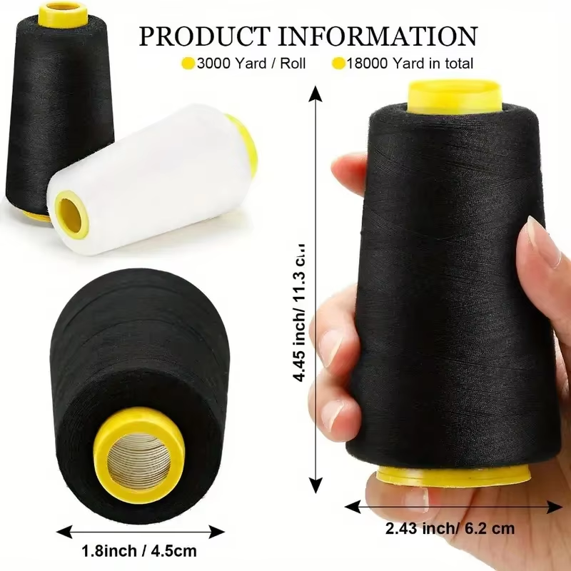 검정색 3개, 흰색 3개 오버록 실 콘 3000야드 폴 - Serger Thread Cone 리뷰 및 가격